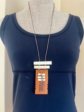 Leather & Bone Pendant Necklace